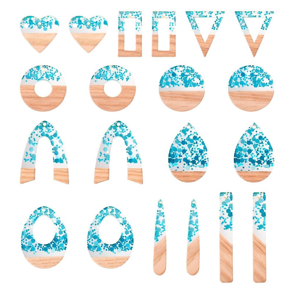 4171 Beadthoven Sea Blue Charms for Earrings Making, 20pcs/10 Pairs Resin
